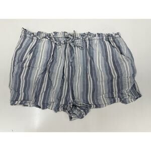 SO Juniors Shorts Size XL Blue Striped High Rise Soft Shortie Elastic Waist